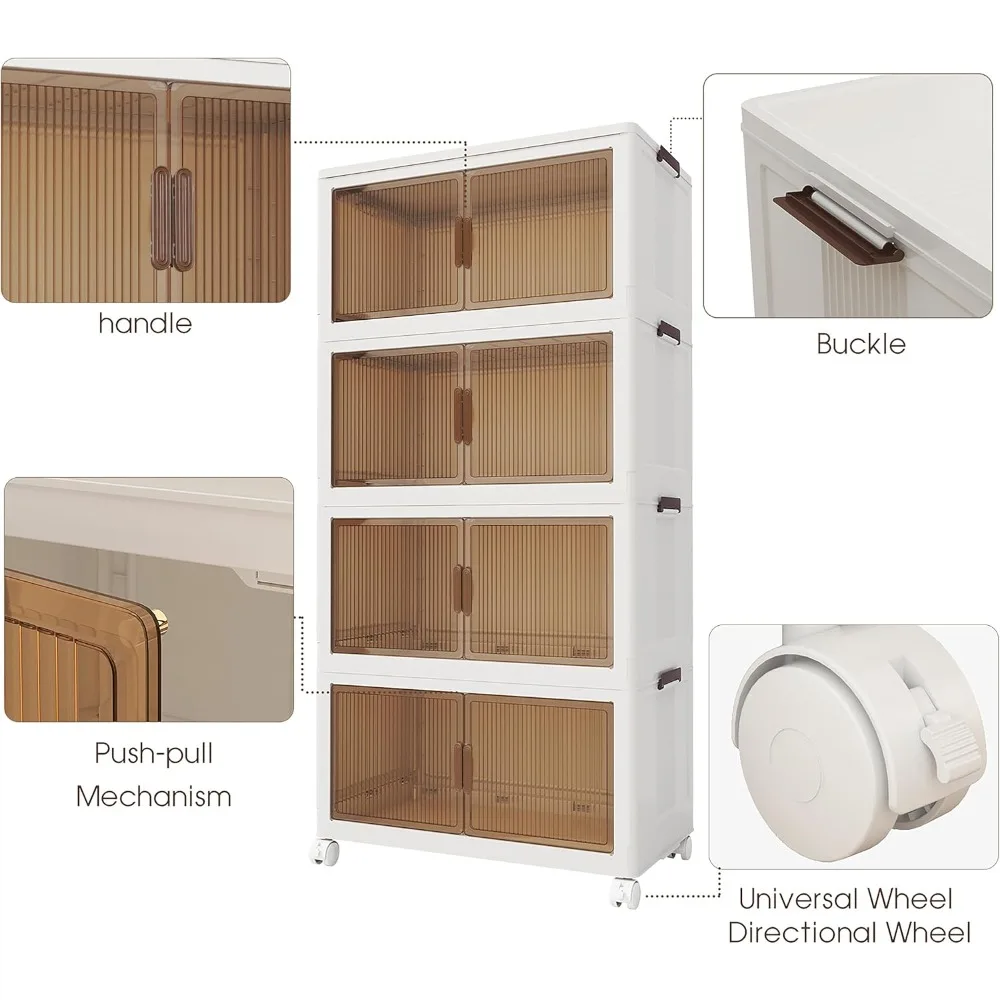 5-Tier Foldable Storage Bins with Lid, 420 Quart, 105 Gallon, 397 Liter Capacity, Ideal for Closet and Storage Solutions