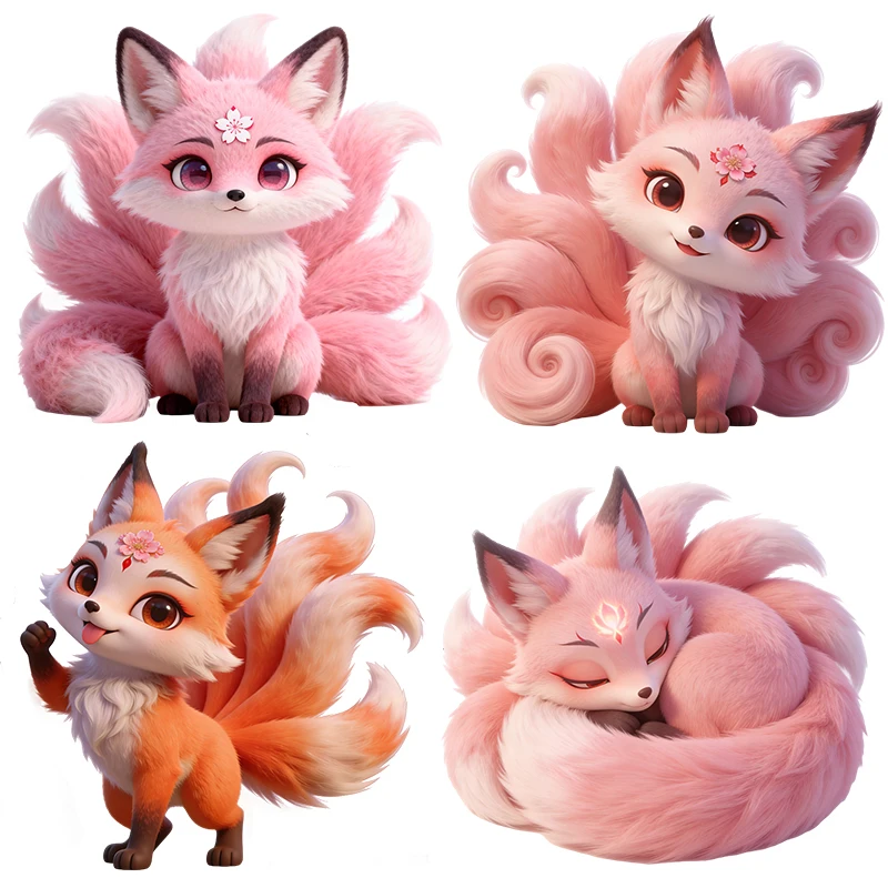Three Ratels CD271 Cute pink fox cartoon stickers for home decoration car decals