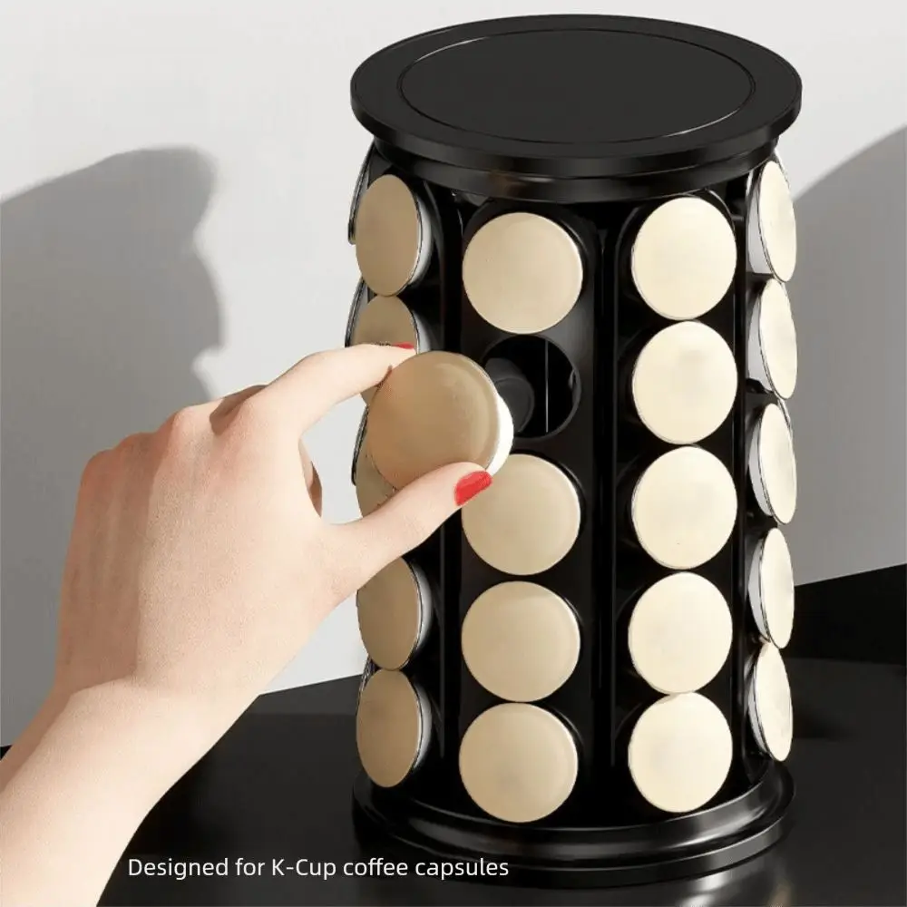 

Держатель для чашки K большой емкости, вращение на 360 градусов, органайзер для капсул для кофе из АБС-пластика, вмещает 40 капсул, легкий доступ для хранения капсул для кофе