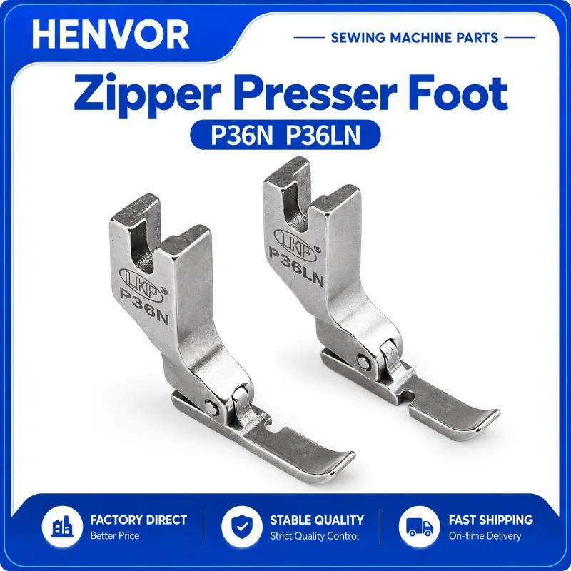 HENVOR P36N P36LN Left Right Zipper Presser Foot for Industrial Sewing Machine, Single-Sided Half Presser Foot
