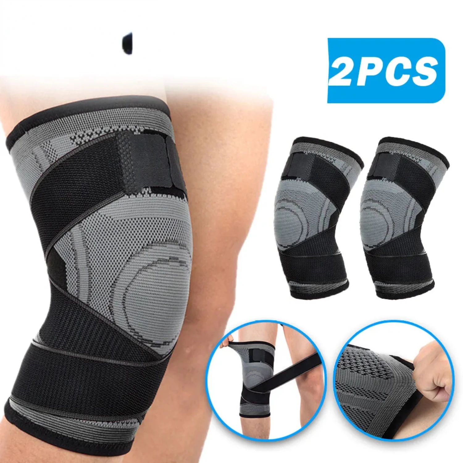 2 Stuks Kniebeschermers Sport Onder Druk Elastische Kniebeschermer Ondersteuning Fitness Basketbal Volleybal Brace Medische Artritis Gewrichten Protector