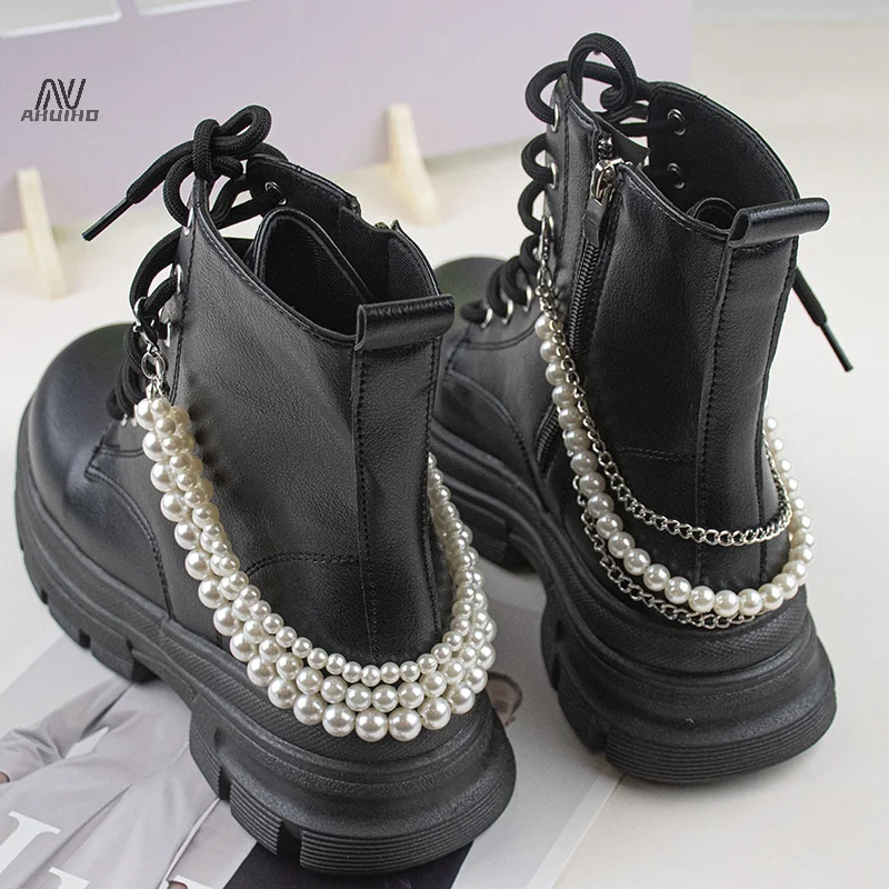 1PC Cyberpunk Style Multilayer Versatile Pearl Shoes Chains Accessories Boots Canvas Removable Shoes Chain Decor