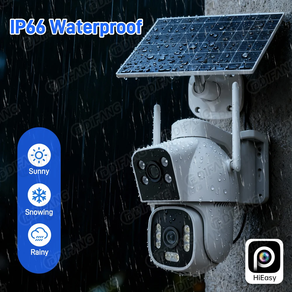 5K 10MP  Dual Lens Solar Security Camera Outdoor WiFi 4G Wireless CCTV Surveillance IP Cam for SIM Card Waterproof Night Vision
