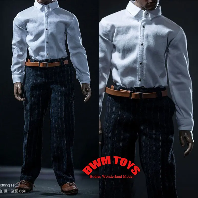

CJG-M001 1/6 Scale Male Soldier Gentleman Vest Slim Shirt Straight Leg Suit Pants For 12inch Action Figure Doll