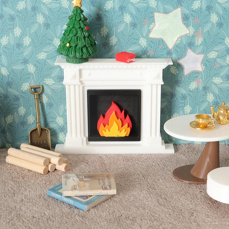 [TJ]1/12 Puppenhaus Miniatur Wohnzimmer Heizung Kamin Modell Für Mini Weihnachten Szene Dekoration Puppen Haus Zubehör