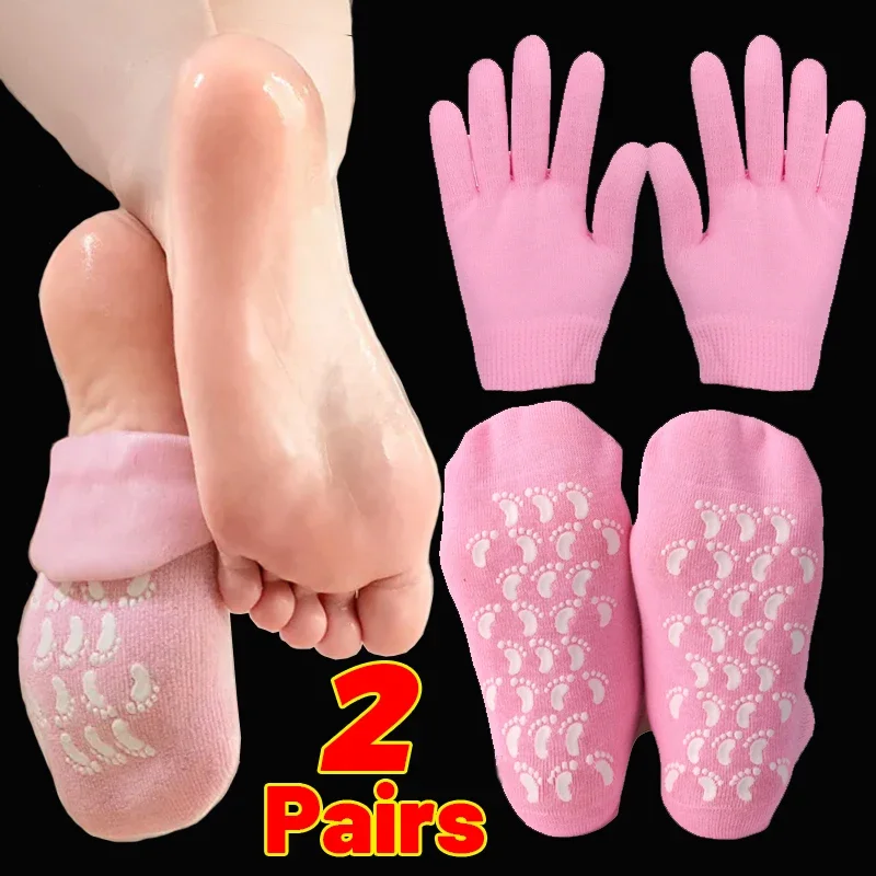 Reusable Moisturizing Mask Socks Exfoliating Anti Crack Silicone Protective Gloves Dry Dead Skin Remover Hand Foot Care Tools