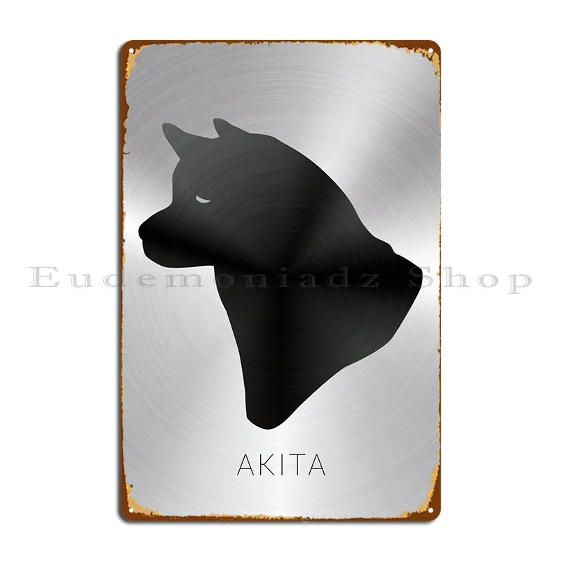 Akita Inu Dog Silhouette Metal Plaque Poster Wall Cave Designs Garage Decoration Decoration Cinema Tin Sign Poster