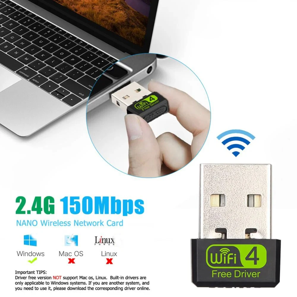 150Mbps Usb Wifi Adapter 2.4G Wifi Netwerkkaart Usb Ethernet Voor Pc Laptop Desktop Linux Windows Wifi Ontvanger Usb Dongle