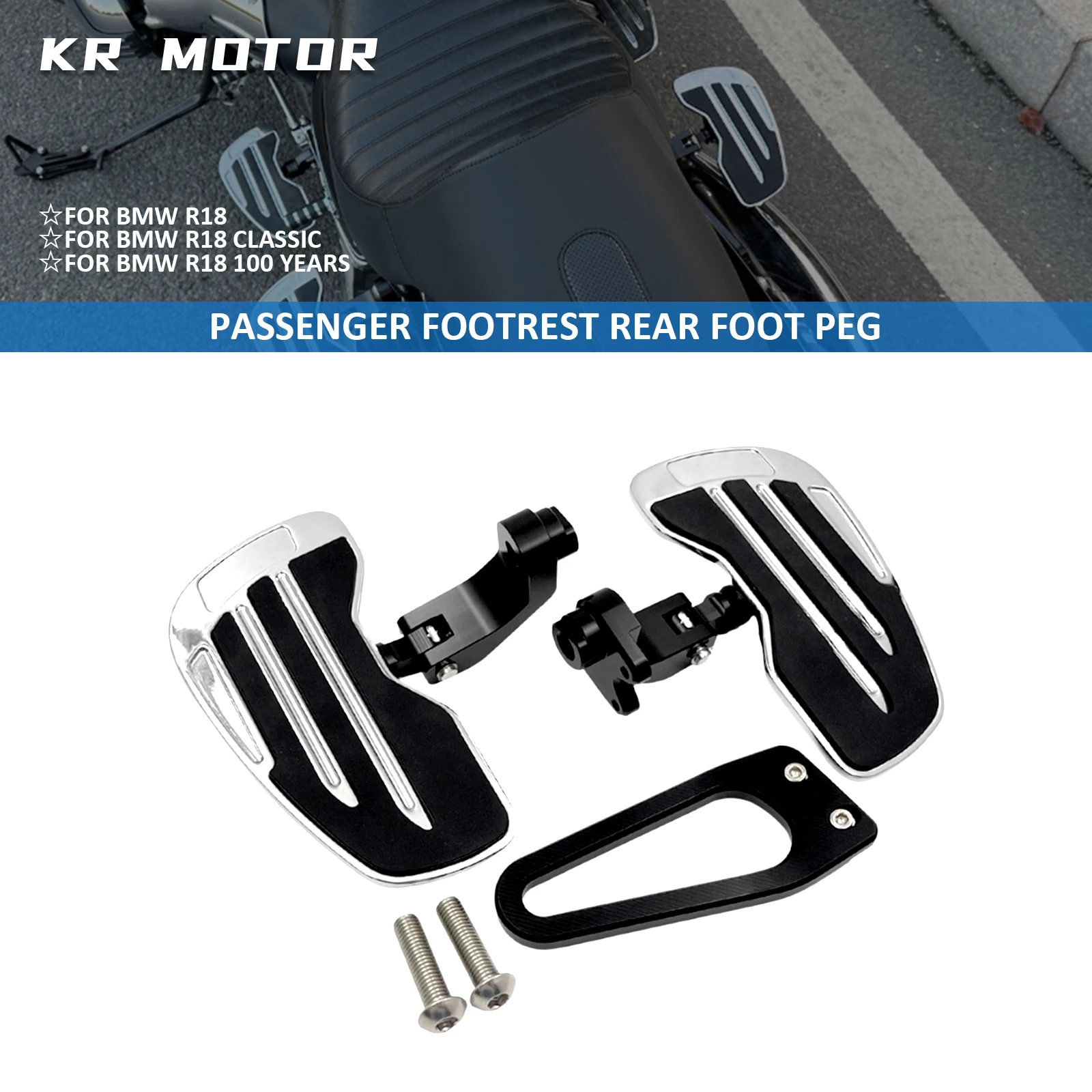 

Fit For BMW R18 100 Years R 18 Classic 2020 2021 2022 2023 2024 Motorcycle Passenger Footrest Rear Foot Peg Mount Black Kit