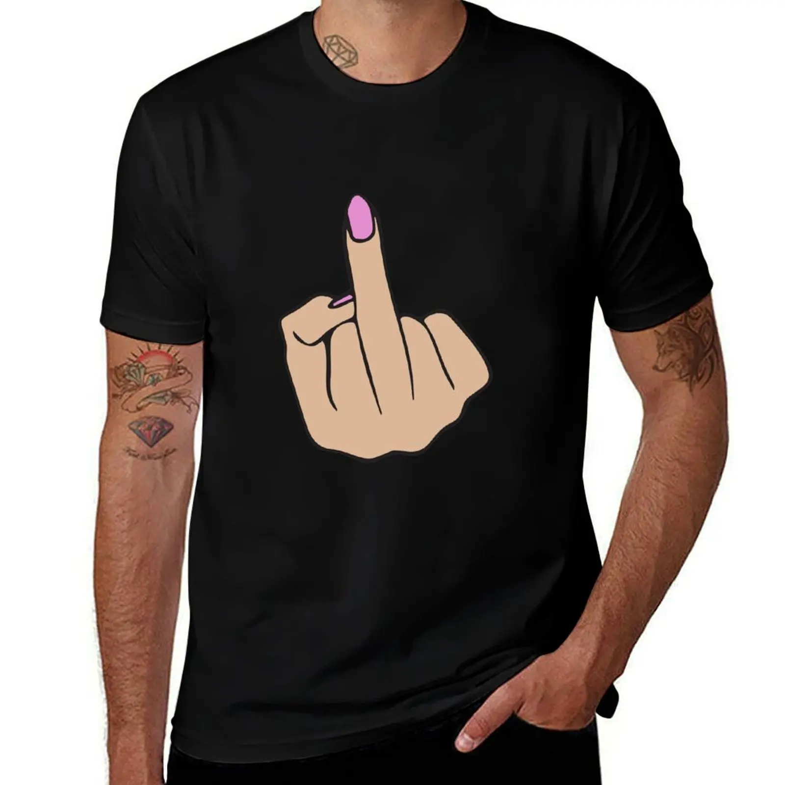 Middle Finger T-Shirt Breathable Sportswear T-Shirt for Men