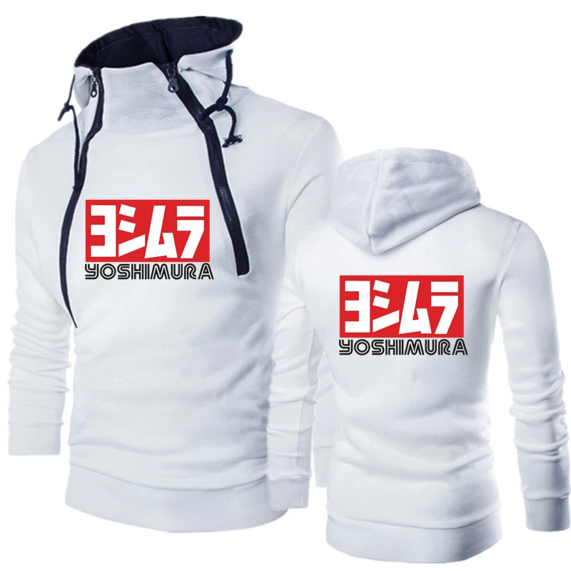 

2022 New Autumn Selling New Yoshimura Brand Print Men Double Zip Hoodie Pure Cotton Solid Color Mens Fashion Popular Hoodie Tops