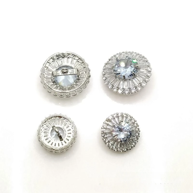 5pcs  Luxury Crystal Small Buttons for Clothing, Cubic Zircon Shank, Decorative CZ Sewing Buttons for Shirt Cuff Link