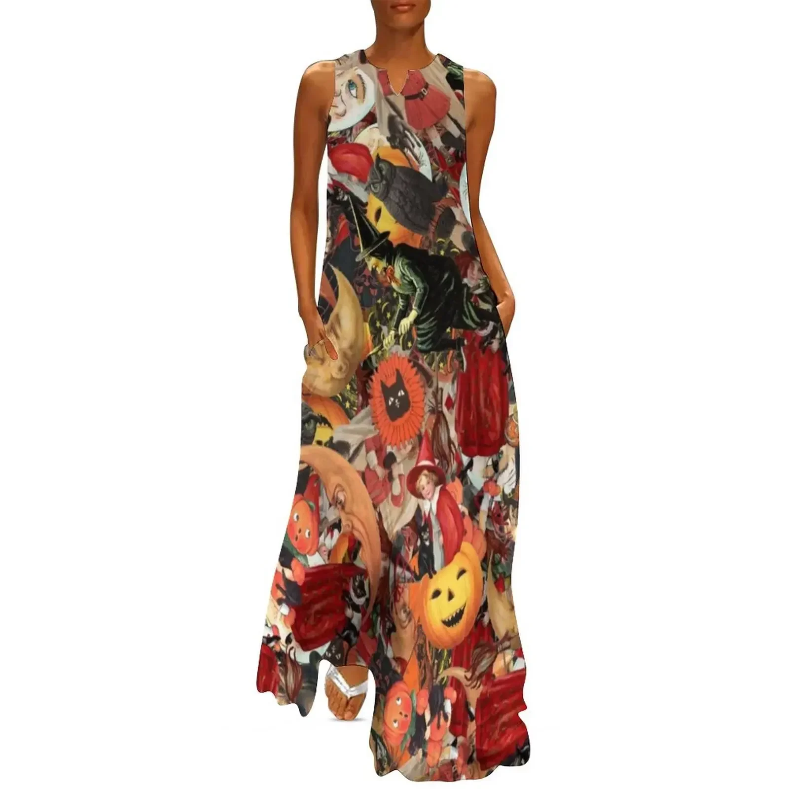 

Vintage Halloween Collage Long Dress clothes for women summer dress daily Evening gown prom dress 2025