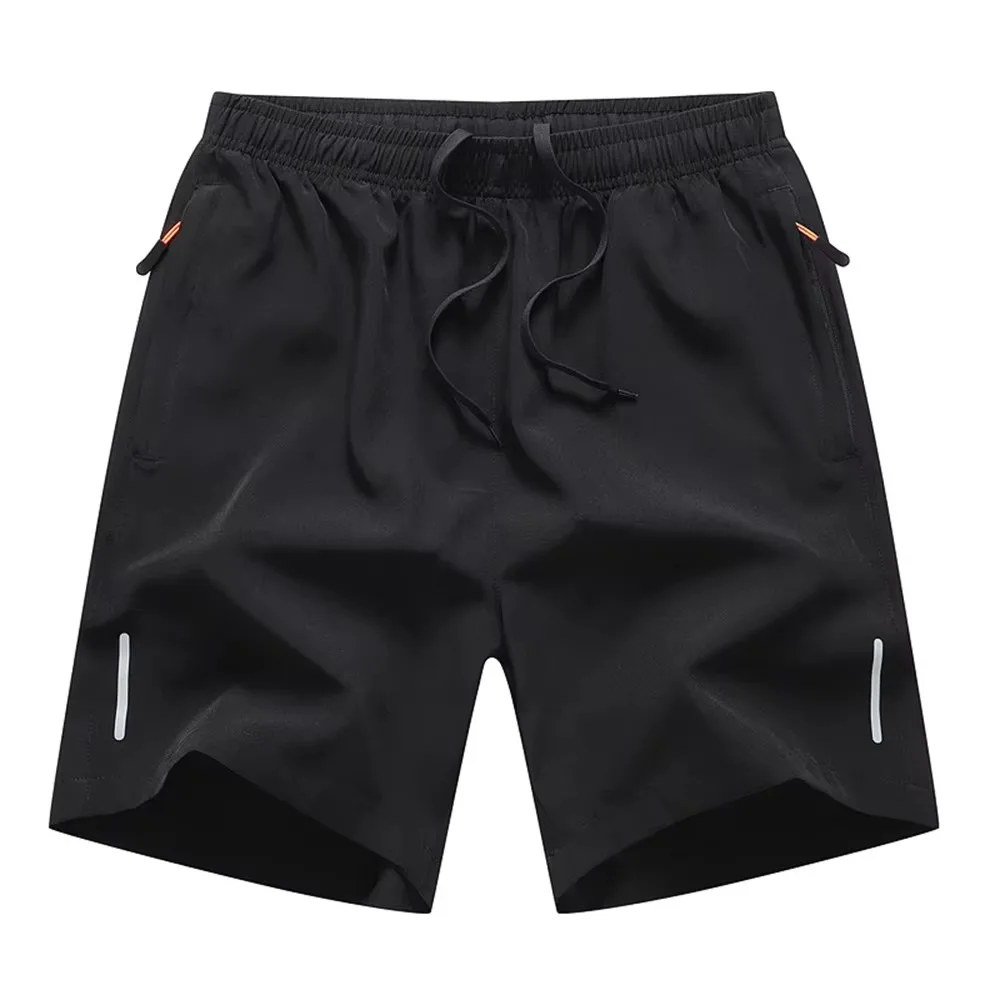

Summer Men's Casual Shorts Ice Silk Lightweight Breathable Elastic Waist Sports Short Pants Reflective Stripes Fashion Shorts