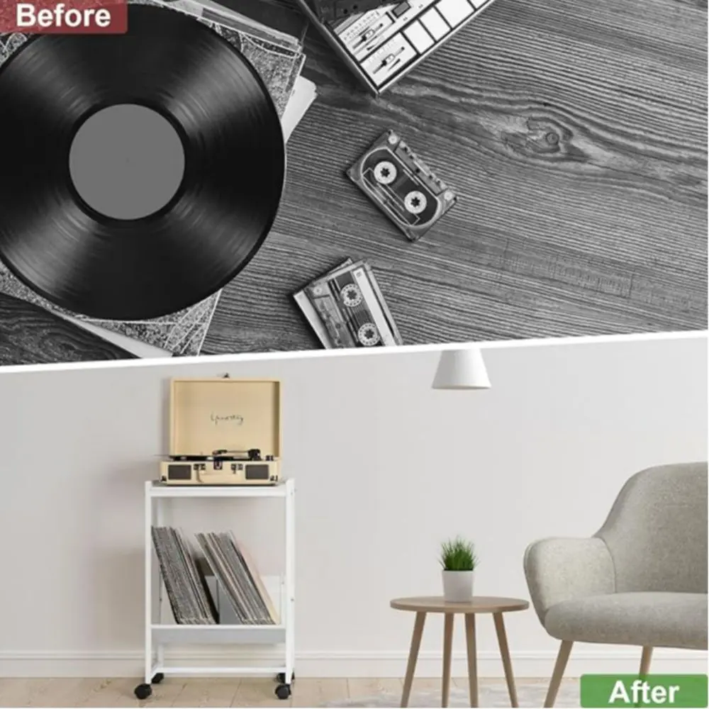 Record Player Stand Table with Album Storage, 2 Tier Turntable Stand for Vinyl,Records Shelf for Living Room Bedroom