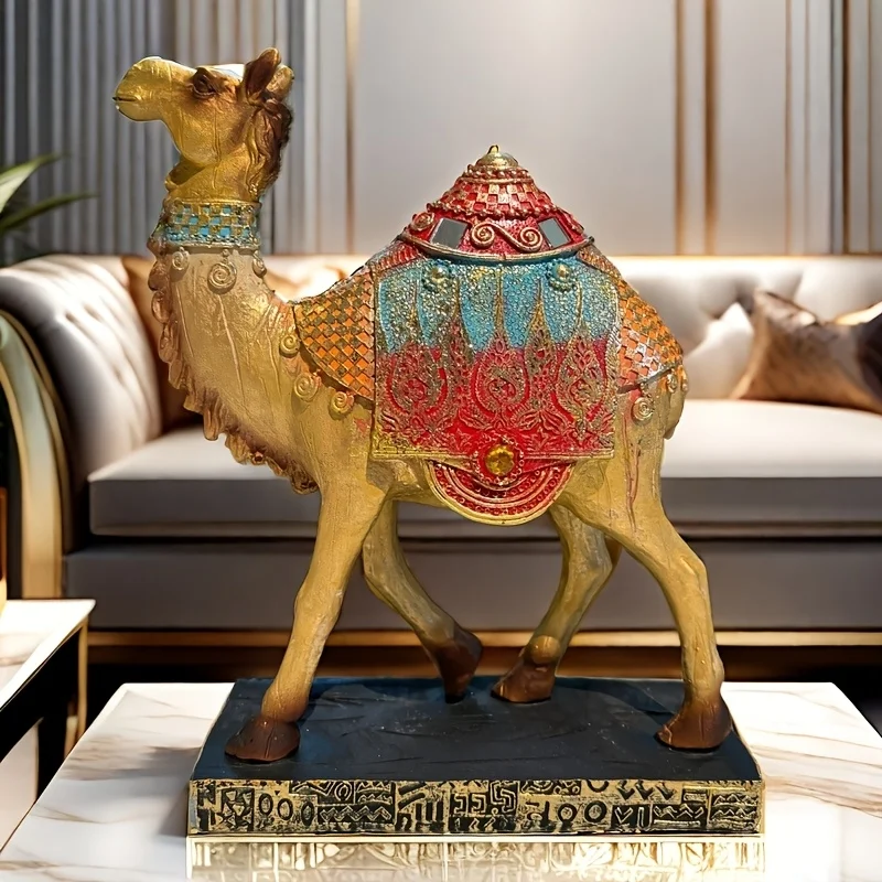 UAE 砂漠の黄金のラクダ樹脂工芸品 - サウジアラビア観光土産、手描きのオフィス装飾動物ホリデーギフト