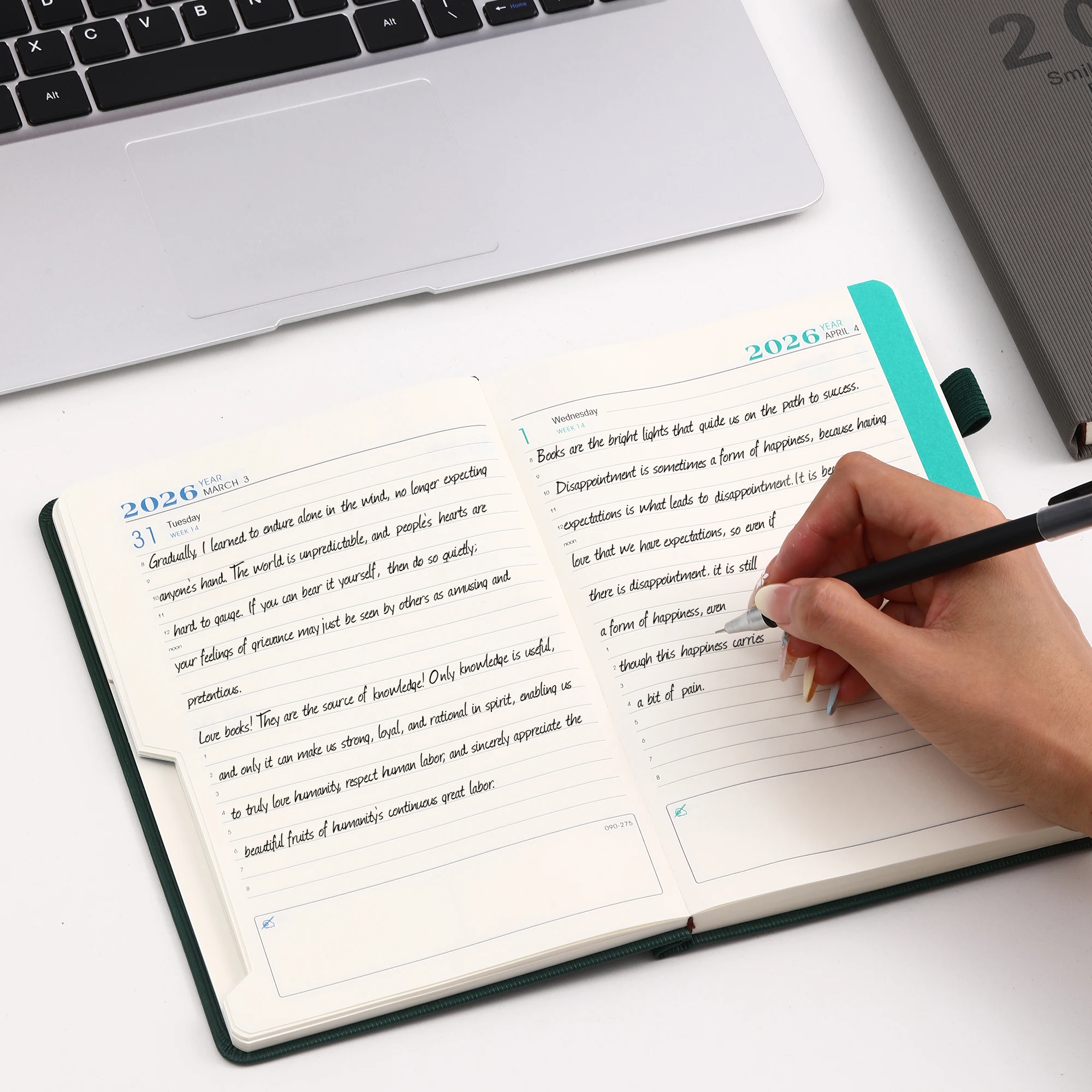 2026 Annual Plan Notebook A5 Texture PU Portable Calendar 400 Page Calendar Notebook Creative Daily Plan Calendar Reminder