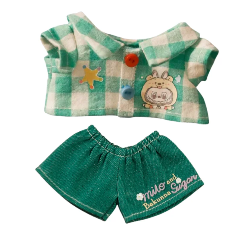 17 cm doll clothes, vinyl blind box doll clothes, summer T-shirt and pants set, can be put on and taken off