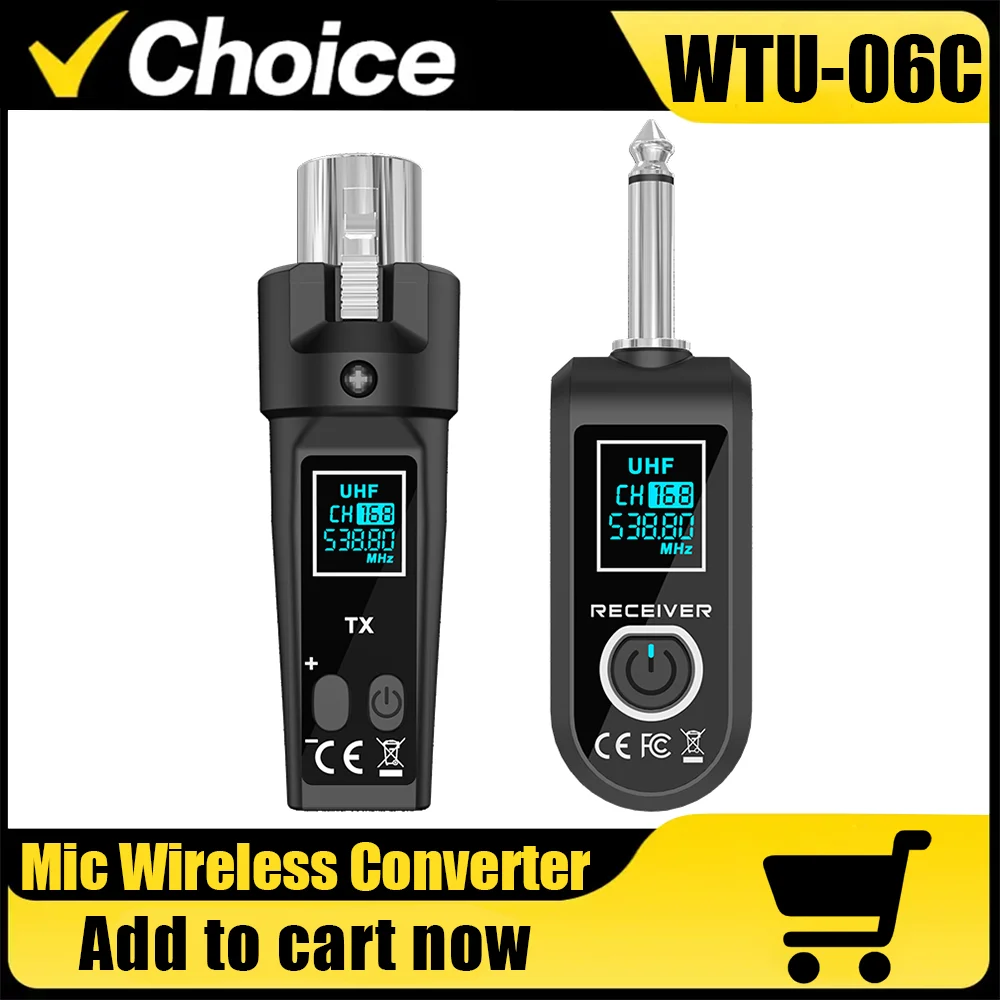 Microphone UHF Wireless Converter Dynamic Condenser Universal Recharge XLR Transmitter and Receiver for Mic Audio Mixer Guitar