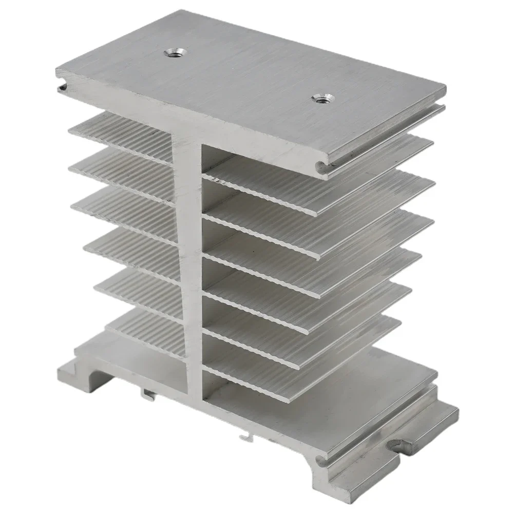 Aluminum Fins Relay Base Solid State Single Phase Sliver/Black 10A-120A Accessories Cooling Base Electric Equipment