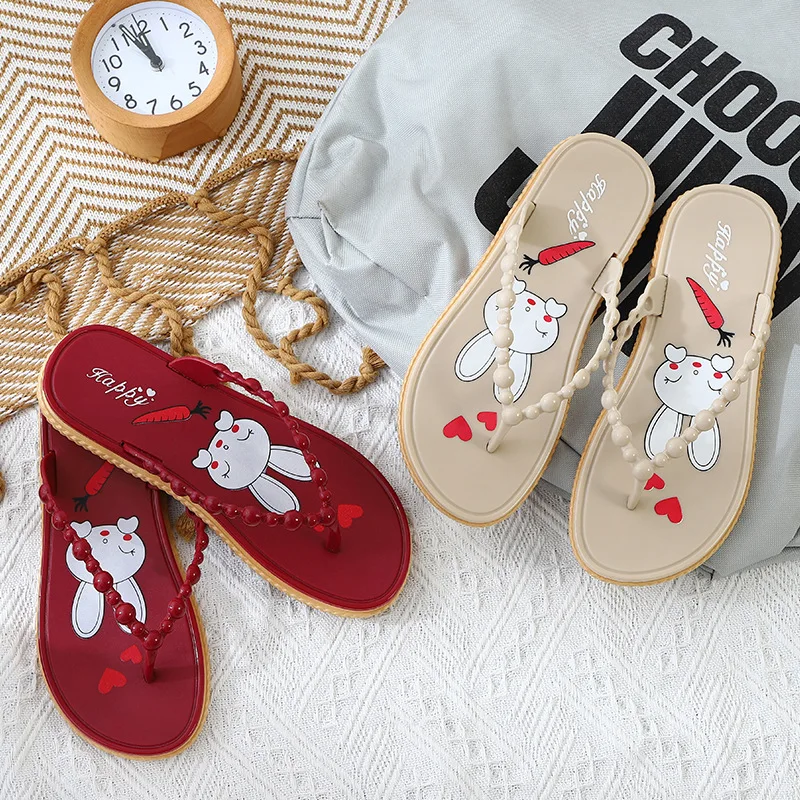 

Cute Rabbit Women's Slippers - Non-Slip Thick Sole Bath/Beach Sandals, Summer Outdoor Casual Comfortable Flip Flops 슬리퍼