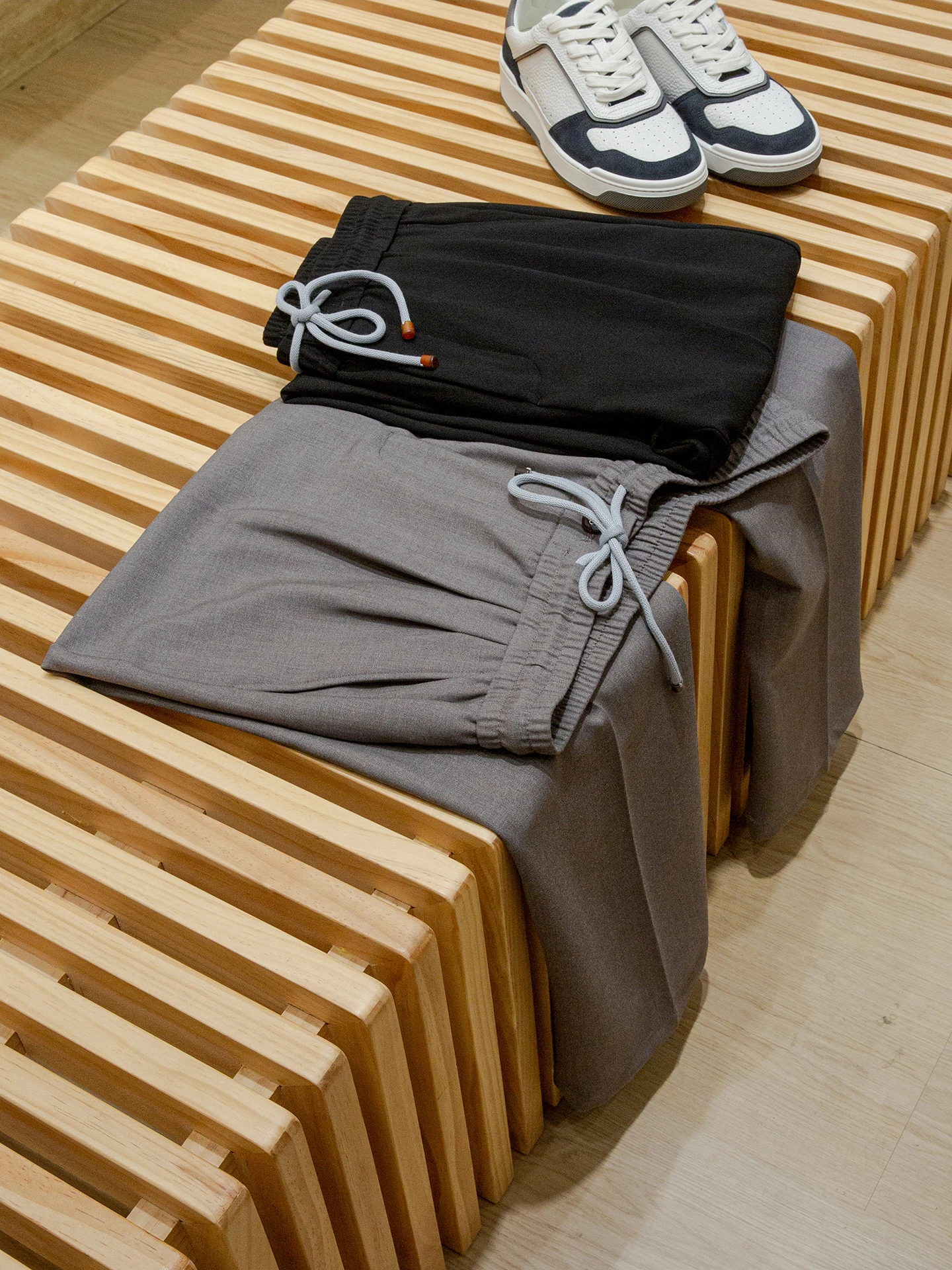 بنطال كاجوال مستقيم بخصر مطاطي للرجال من مزيج الصوف من BC Lyocell #4