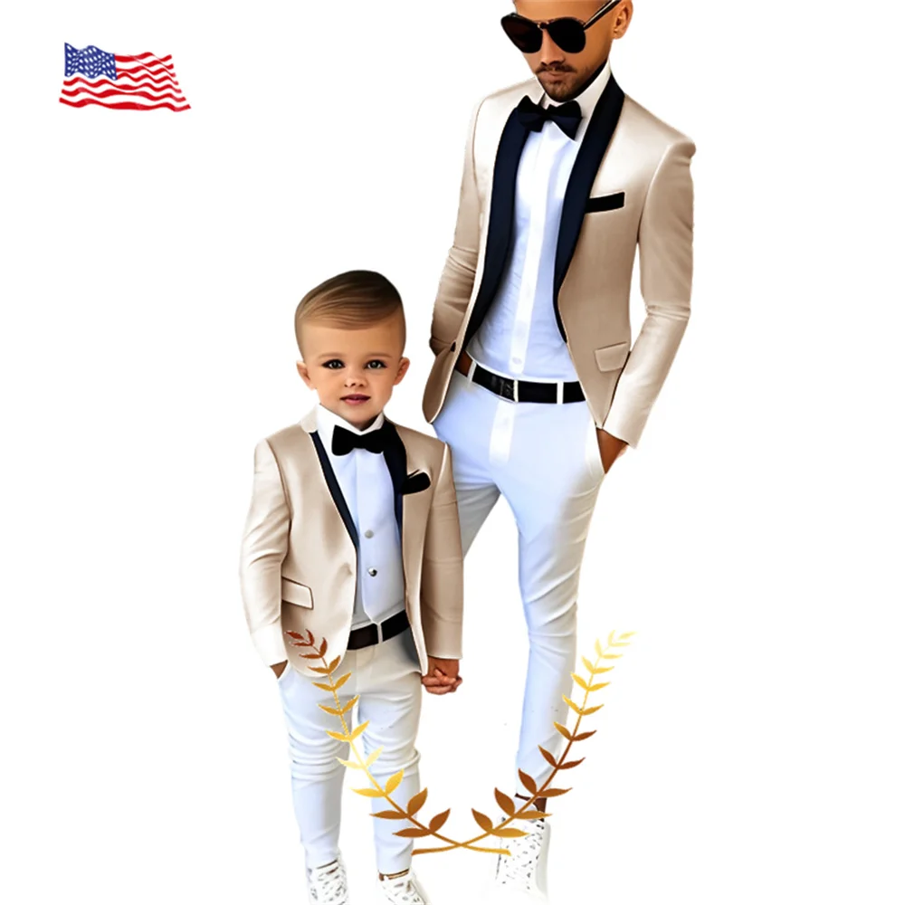 Kids Suits 2-16 Years Jacket Pants 2 Piece Set Wedding Tuxedo Formal Boys Clothes Slim Fit Blazer Stage Wear