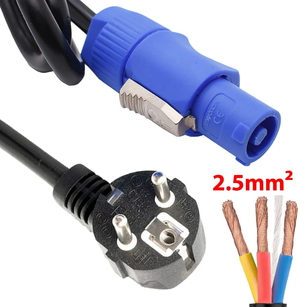 2.5mm²Powercon Cable EU Plug Heavy Duty 3-Core Stage Power Cord DMX512 Compatible for Stage Lighting LED Video Wall Audio System