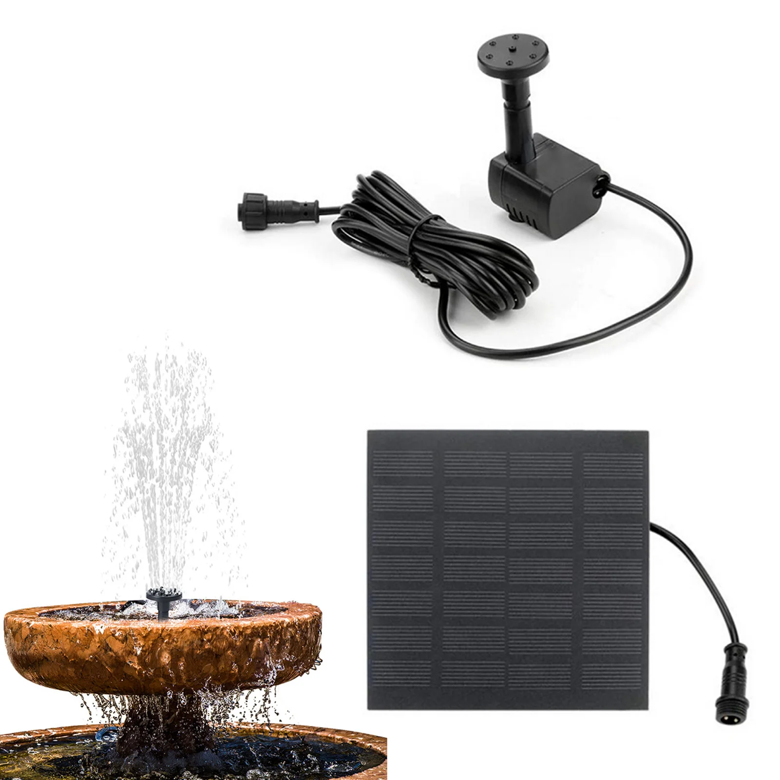 Solar Water Pump For Pond 1W Fountain Pump Floating Fountain With 6 Nozzles For Bird Bath Fish Tank Pond Garden Aerator Pump