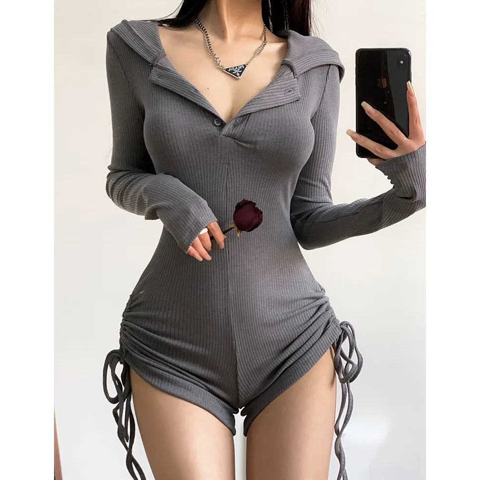 

American Sle Hot Girl Casual Hooded Jumpsuit Women's Slimming Outdoor Fitn Clothes Tight High Waist Long Sve Yoga Jum...