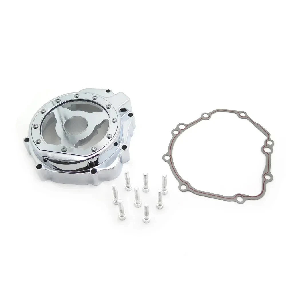 Aftermarket Motorcycle Engine Stator Cover See Through for Suzuki 2005-2008 GSXR 1000 Chrome /Black Left