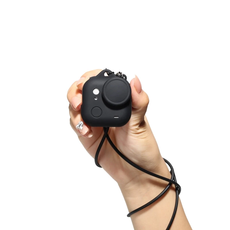 

Camera Body Silicone Protective Cover for Insta360 GO Ultra Lens Cap with Lanyard Accessory Shockproof Case Black