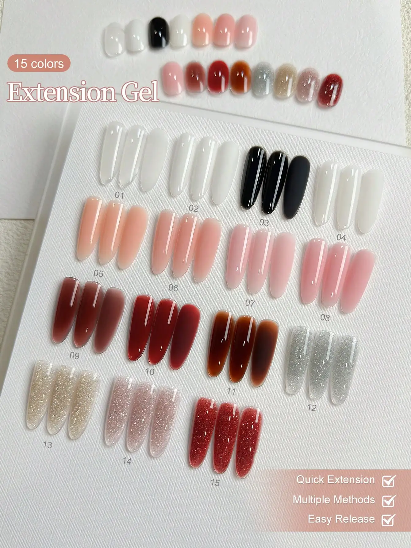 XEIJAYI 30ml 18 Farben Optional Festes Verlängerungsgel zum Stärken und Formen, Nicht Leicht Zerbrechliches Nagellack-Gel – Detail 6