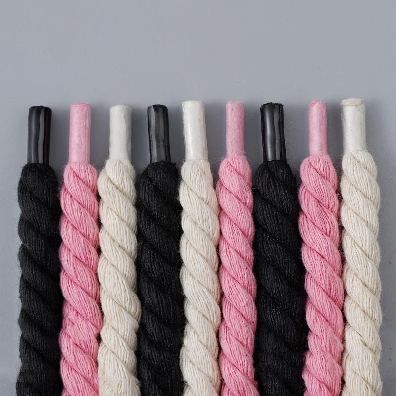 0.8CM Thick Round Shoelaces Quality solid color Cotton Shoelace Running Sneakers Laces 100/120/140CM Boots Shoelace 1Pair/2Pair image 2