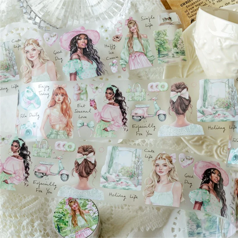 1PCS Elegant Life Series Tape Paste Journal Create Scene Collage Scrapbook Decorative Stickers Adhesive Tape