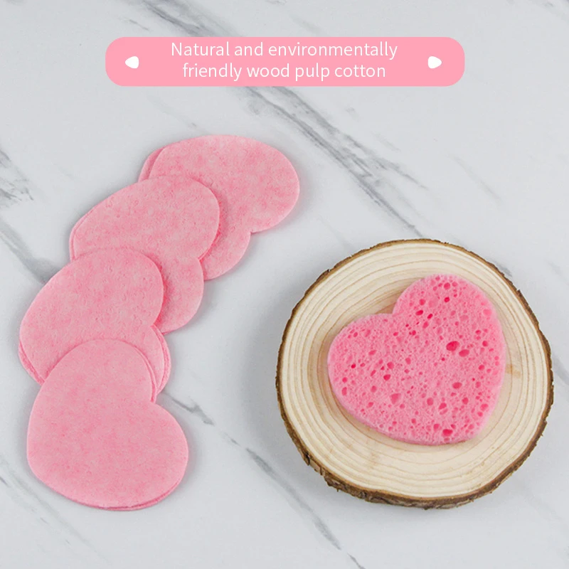 10/20/30PCS Facial Sponges Heart Shape Compressed Facial Sponges Natural Facial Cleansing Sponges Pads Exfoliating Sponges