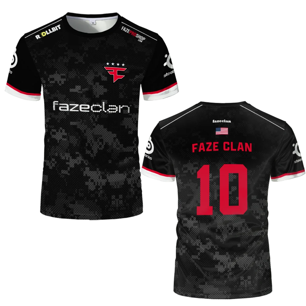 CSGO Faze Team 2025 زي التدريب الصيفي CS2 Esports Club اللاعبين مخصص تنفس الفانيلة الرجال تي شيرت الأولاد الهدايا