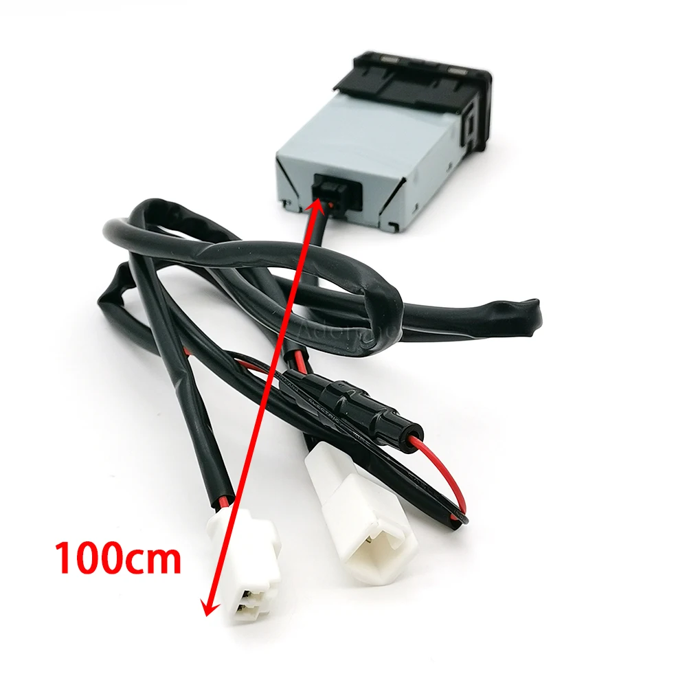 1PC White LED Light Dual TYPE-C Socket Car Fast Charger Power Adapter for Toyota Camry Corolla RAV4 Land Cruiser 18-22