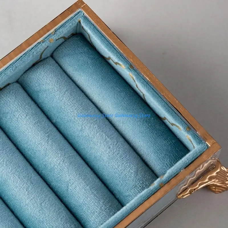 573B Fleece Jewelry Organizers Tray for Rings and Earrings Countertop Display Stand with Raised Decorative
