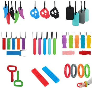 Nieuwe 1Pcs Siliconen Knobbelige Chew Speelgoed Glad Geweven Key Shape Baby Bijtring Super Kauwen Buis Zintuiglijke Tool Voor Autisme speciale Behoefte