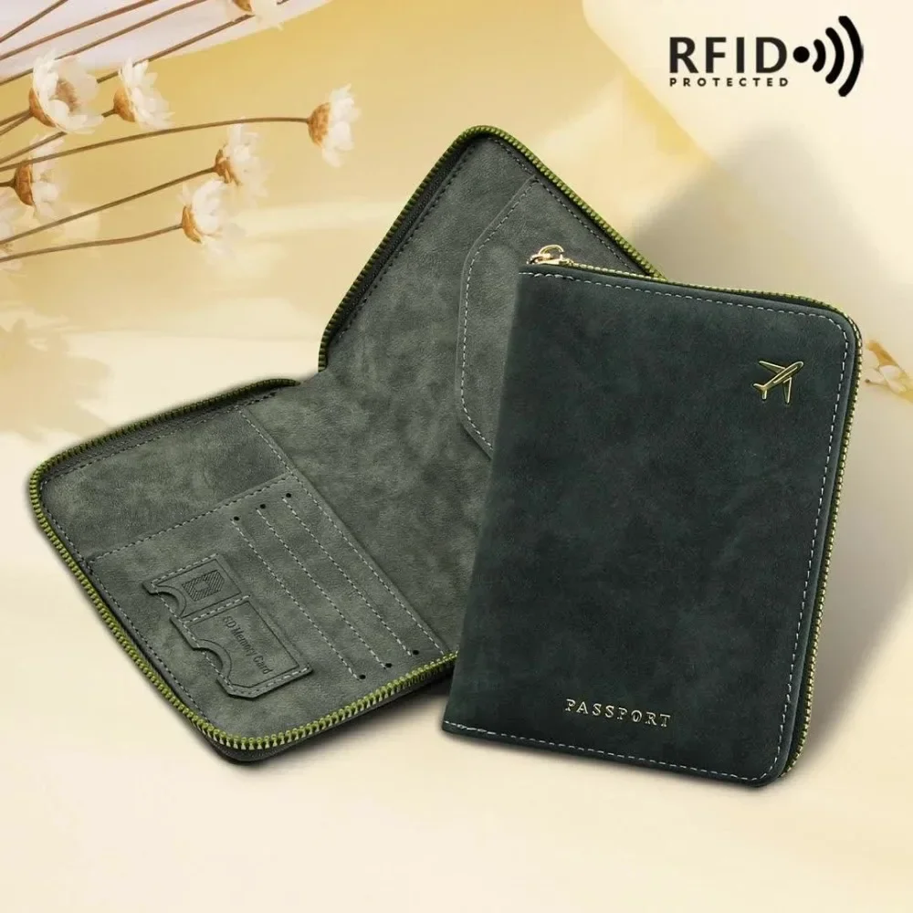 Neue Reisepass-Geldbörse mit Reißverschluss, verdicktes PU, Diebstahlschutz, Reise-Organizer, schlanker Kartenhalter, Aufbewahrungstasche, Reise-Essentials – Detail 7