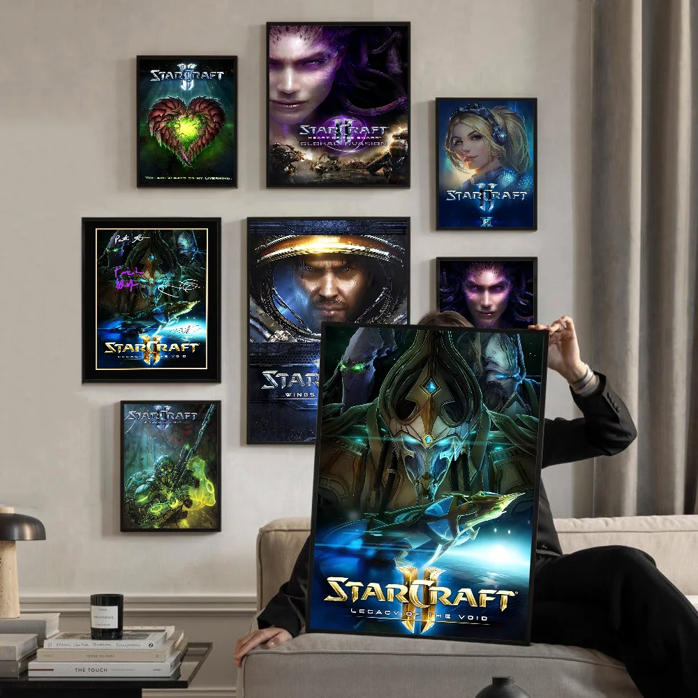 S-Starcraft 2 Game Anime Posters Sticky Waterproof Paper Sticker Coffee House Bar Kawaii Room Decor