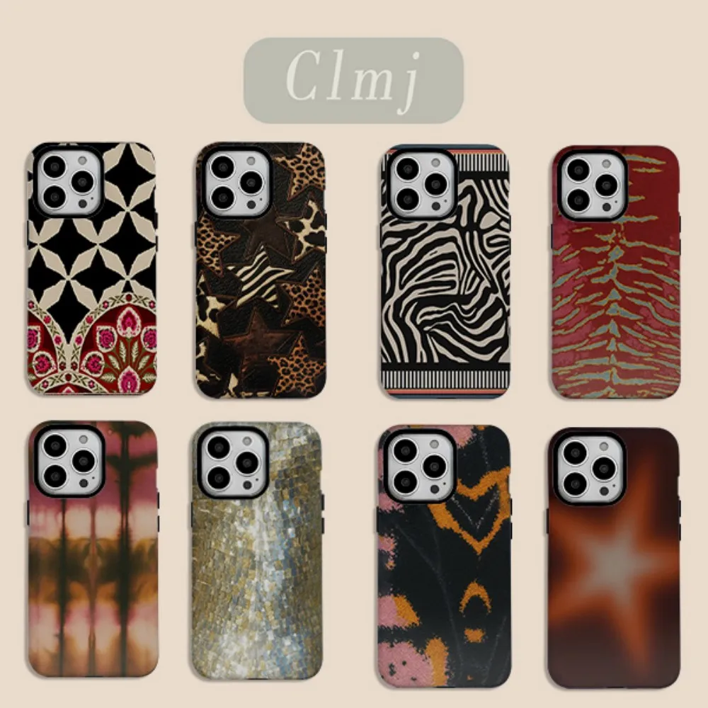 Funda de teléfono de lujo Clmj BUGR arte retro abstracto para iPhone 17 16e 16 15 14 13 12 11 XR XSMAX Air Pro Max Plus cubierta de doble capa