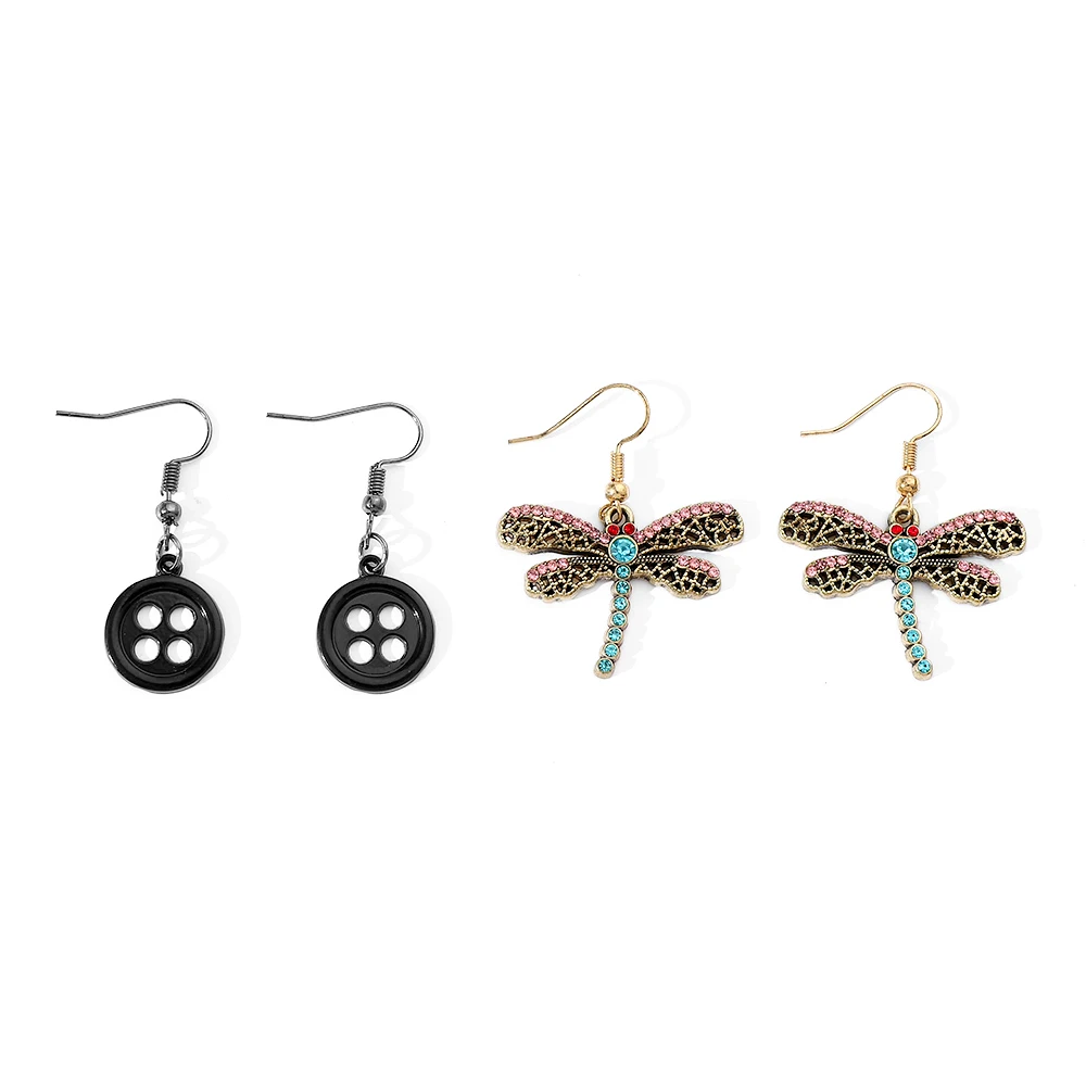 Crystal Dragonfly Key Earrings for Women and Girls, Animal Ear Jewelry, Coraline and the Secret Door, Halloween Gifts, Cute