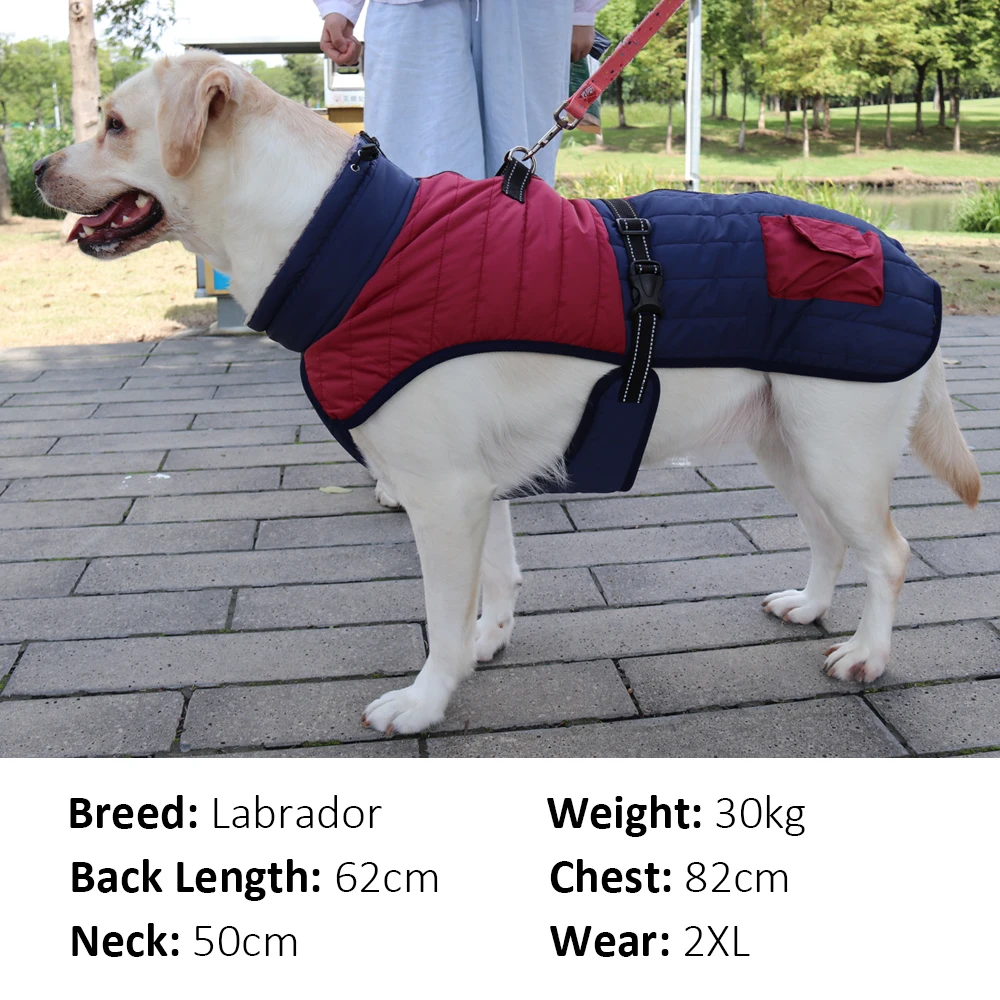 Dog Jacket with Harness Waterproof Winter Warm Dog Coat Adjustable Reflective Thicken Dog Clothes for Small Medium Large Dogs