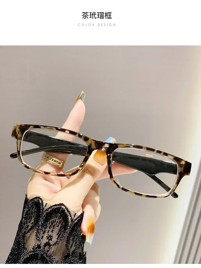 0~ +4,0 Leoparden-Lesebrille, Anti-Blaulicht-Druck, Presbyopie-Brille, neutral, rechteckig, schwarzer Brillenrahmen, ältere Menschen – Detail 11