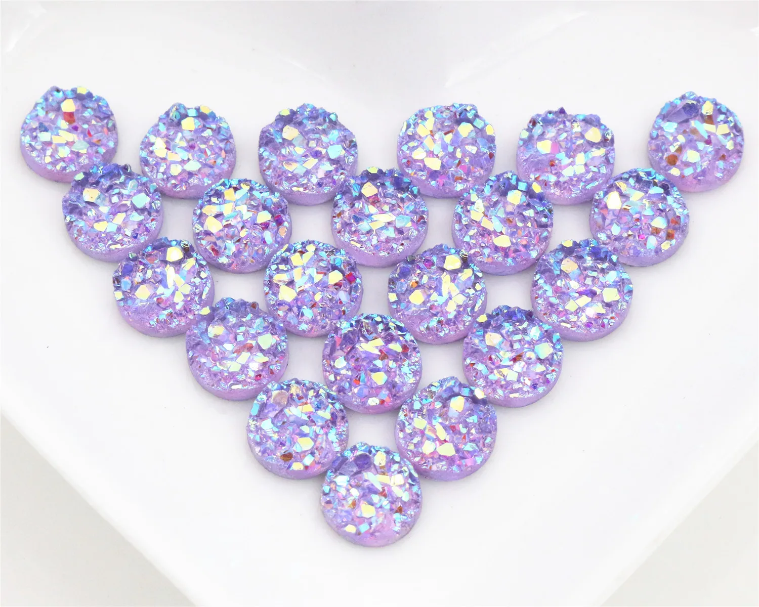 New Fashion 40pcs 8mm 10mm 12mm purple AB Colors Natural ore Style Flat back Resin Cabochons For Bracelet Earrings accessories