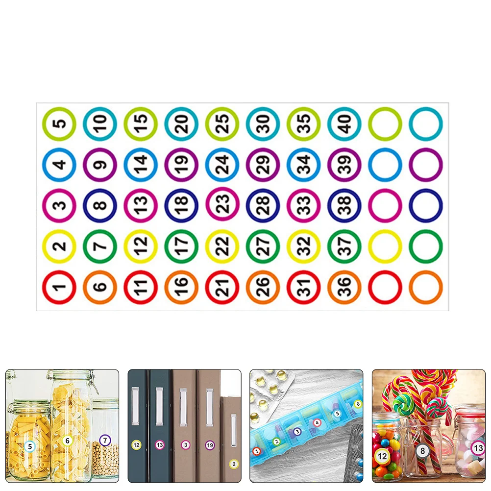 

20 Sheets Colorful Digital Stickers Round Number Labels For Classification Self-Adhesive Numbered Stickers For Office Classroom