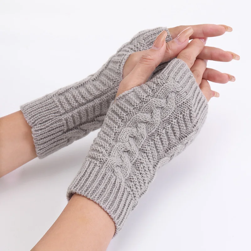 Half Vinger Handschoenen Voor Vrouwen Winter Zachte Warme Wol Breien Arm Korte Warm Vingerloze Wanten Handschoenen Unisex Guantes