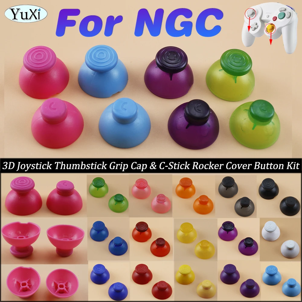 2Pcs For NGC 3D Joystick Thumbstick Grip Cap C-Stick Cover Buttons For Nintend Gamecube Gamepad Controller Repair Part